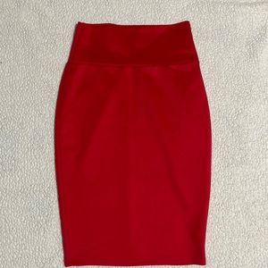 Red pencils skirt